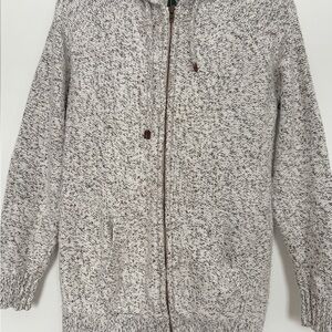 Roots Women's Gray and White Heathered Knit Hoodie